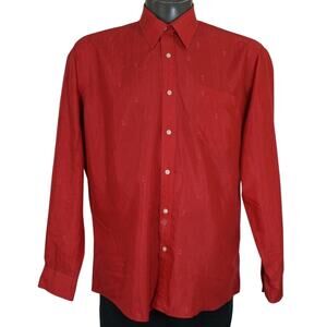 Vintage Yves Saint Laurent YSL Monogram All Over Red Button Up Shirt 17 34-35